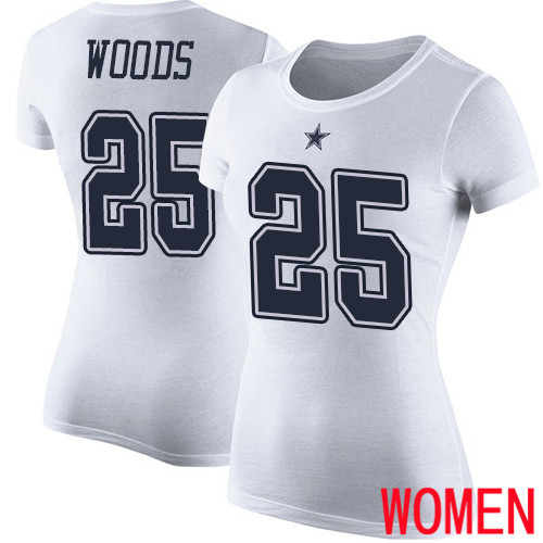 Women Dallas Cowboys White Xavier Woods Rush Pride Name and Number #25 Nike NFL T Shirt->nfl t-shirts->Sports Accessory